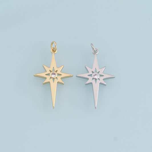 Gold Star Charms,18K Gold Filled Starburst Pendant,North Star Charm Bracelet Necklace for DIY Jewelry Making Supply