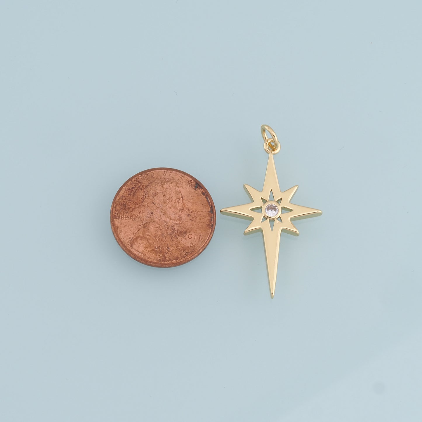 Gold Star Charms,18K Gold Filled Starburst Pendant,North Star Charm Bracelet Necklace for DIY Jewelry Making Supply