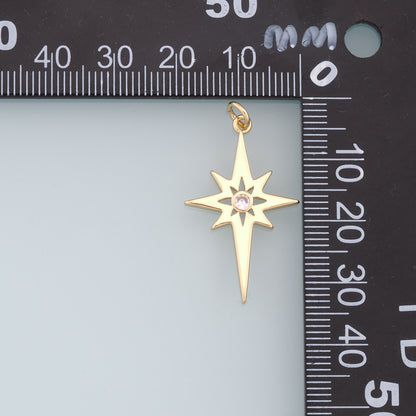 Gold Star Charms,18K Gold Filled Starburst Pendant,North Star Charm Bracelet Necklace for DIY Jewelry Making Supply