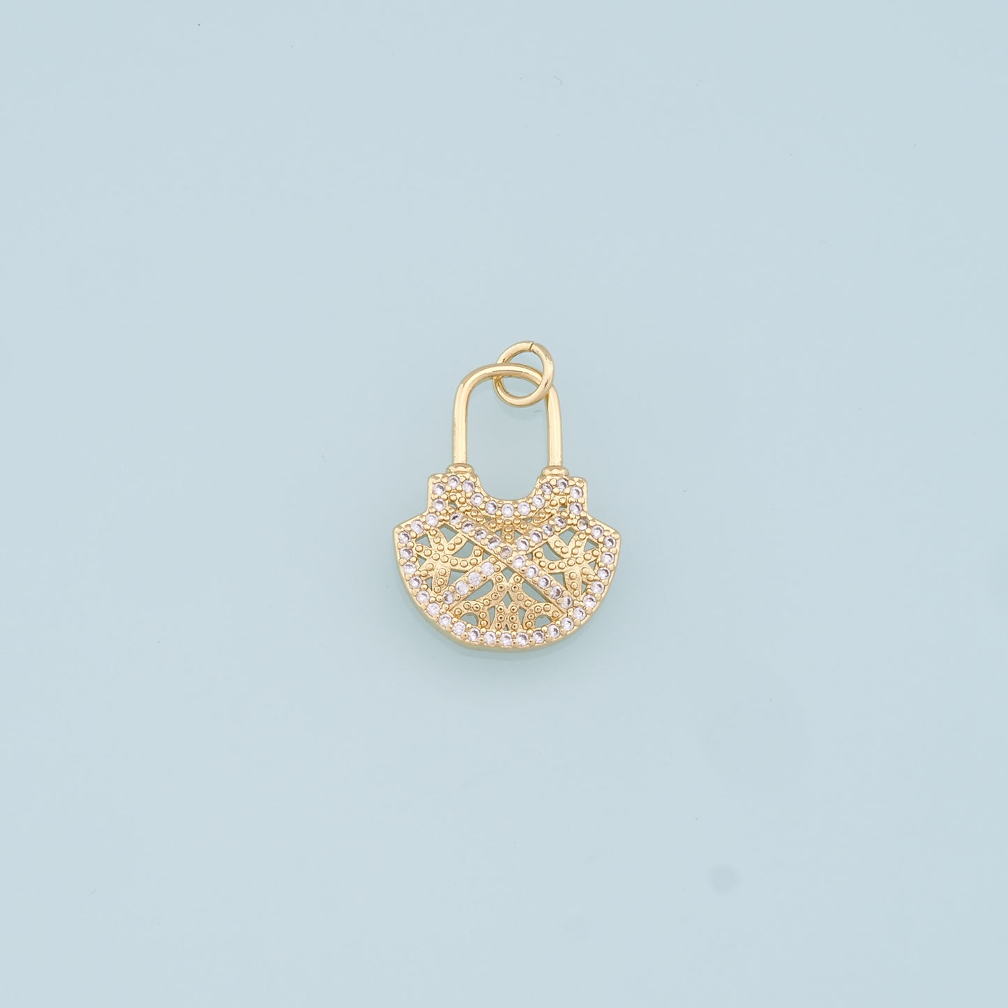 Gold Key Lock Charms,18K Gold Filled Key Pendant,CZ Micro Pave Lock Charm Bracelet Necklace for DIY Jewelry Making Supply