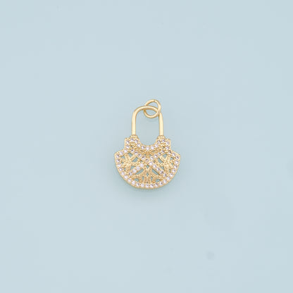 Gold Key Lock Charms,18K Gold Filled Key Pendant,CZ Micro Pave Lock Charm Bracelet Necklace for DIY Jewelry Making Supply