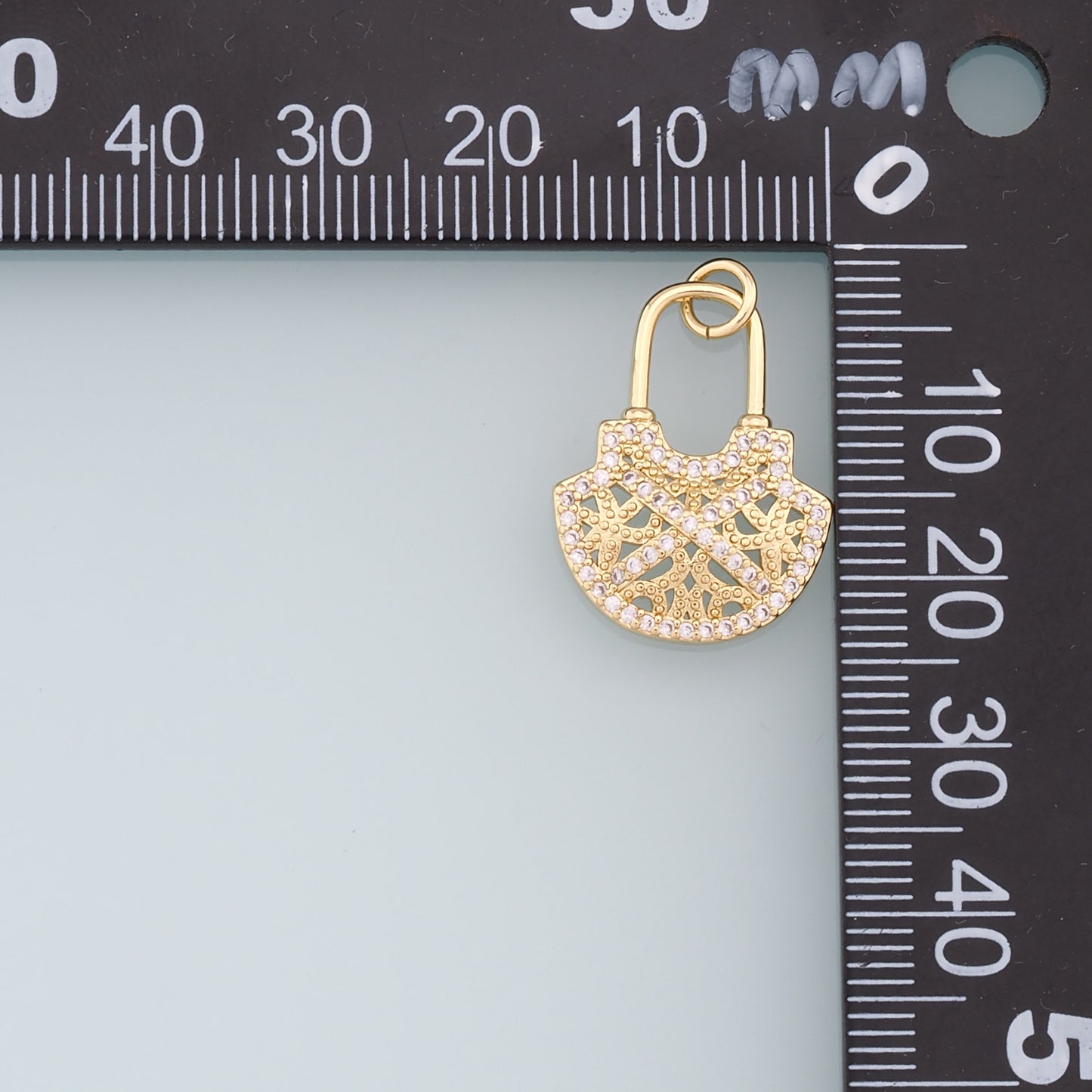 Gold Key Lock Charms,18K Gold Filled Key Pendant,CZ Micro Pave Lock Charm Bracelet Necklace for DIY Jewelry Making Supply