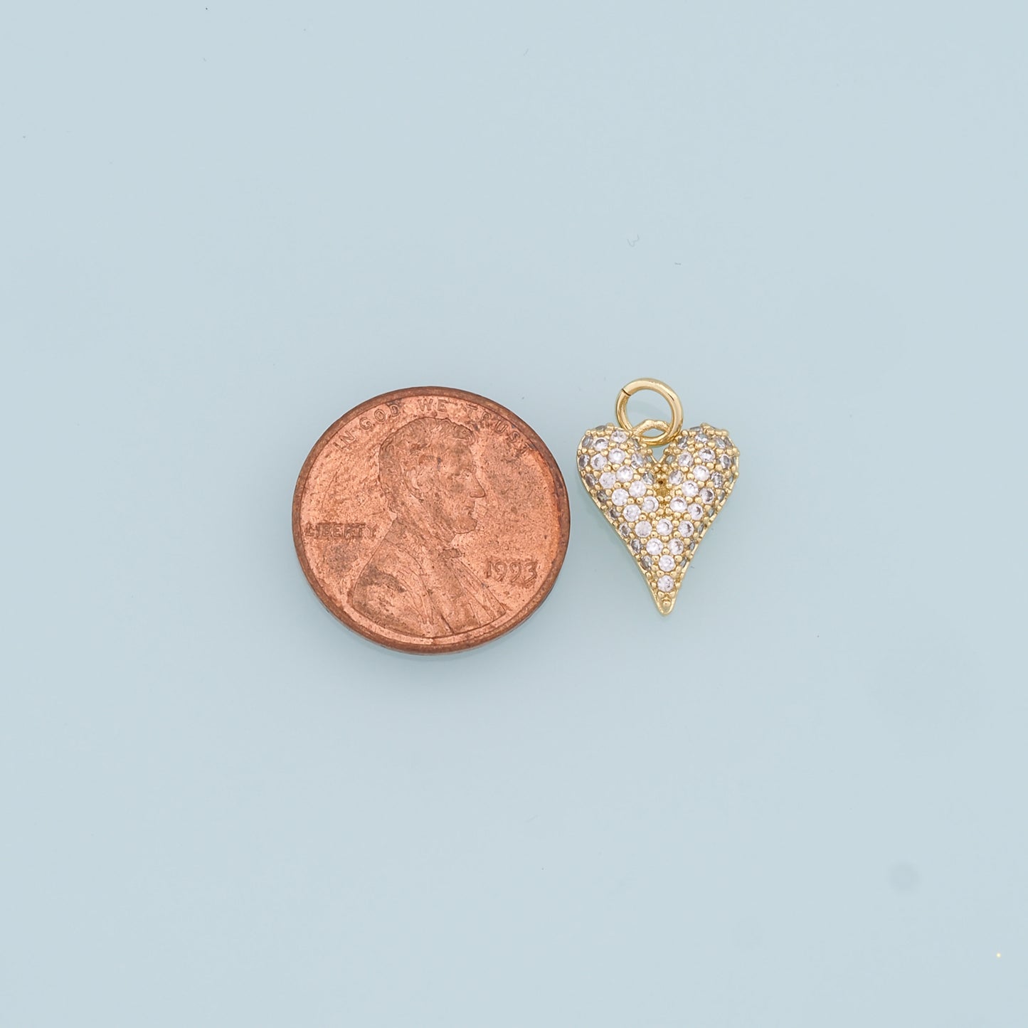 18K Gold Filled Heart Pendant,CZ Heart Charm Bracelet Necklace for DIY Jewelry Making Supply