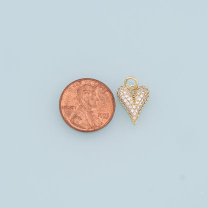18K Gold Filled Heart Pendant,CZ Heart Charm Bracelet Necklace for DIY Jewelry Making Supply