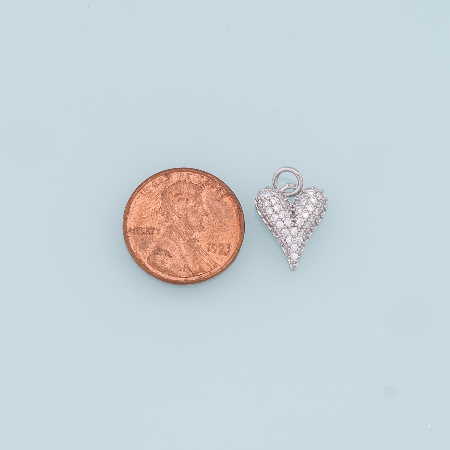18K Gold Filled Heart Pendant,CZ Heart Charm Bracelet Necklace for DIY Jewelry Making Supply