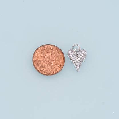 18K Gold Filled Heart Pendant,CZ Heart Charm Bracelet Necklace for DIY Jewelry Making Supply