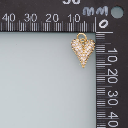 18K Gold Filled Heart Pendant,CZ Heart Charm Bracelet Necklace for DIY Jewelry Making Supply