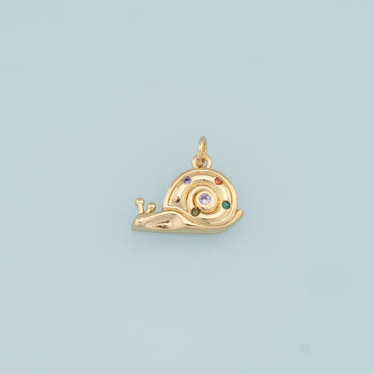 Gold Snails Charms,18K Gold Filled Snails Pendant,CZ Snails Charm Bracelet Necklace for DIY Jewelry Making Supply