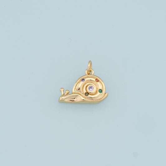 Gold Snails Charms,18K Gold Filled Snails Pendant,CZ Snails Charm Bracelet Necklace for DIY Jewelry Making Supply