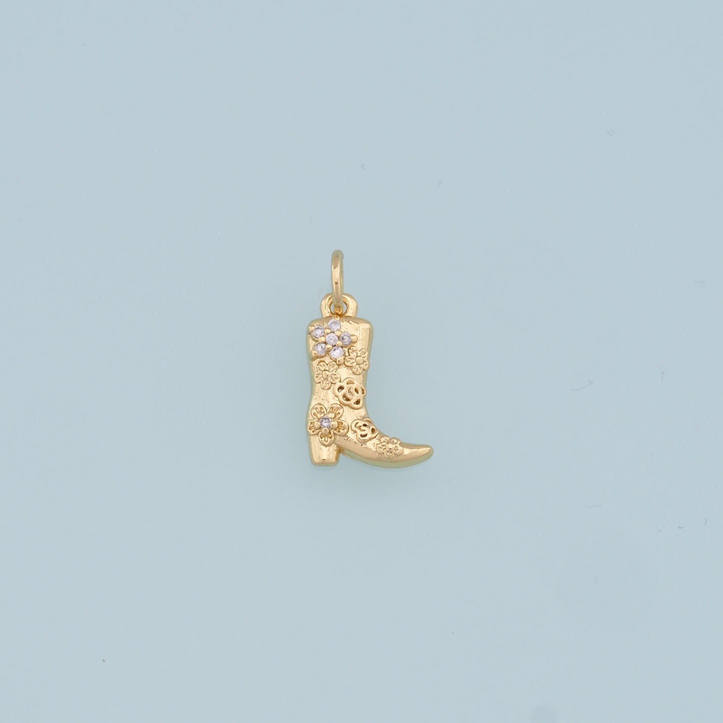 Gold Boots Charms,18K Gold Filled Boots Pendant,Cowboy Boots Charm Bracelet Necklace for DIY Jewelry Making Supply