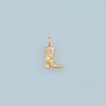 Gold Boots Charms,18K Gold Filled Boots Pendant,Cowboy Boots Charm Bracelet Necklace for DIY Jewelry Making Supply