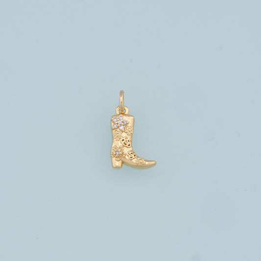 Gold Boots Charms,18K Gold Filled Boots Pendant,Cowboy Boots Charm Bracelet Necklace for DIY Jewelry Making Supply