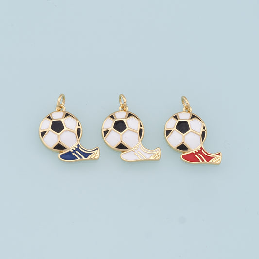 Gold Football Charms,18K Gold Filled Football Pendant,Soccer Charm Bracelet Necklace for DIY Jewelry Making Supply