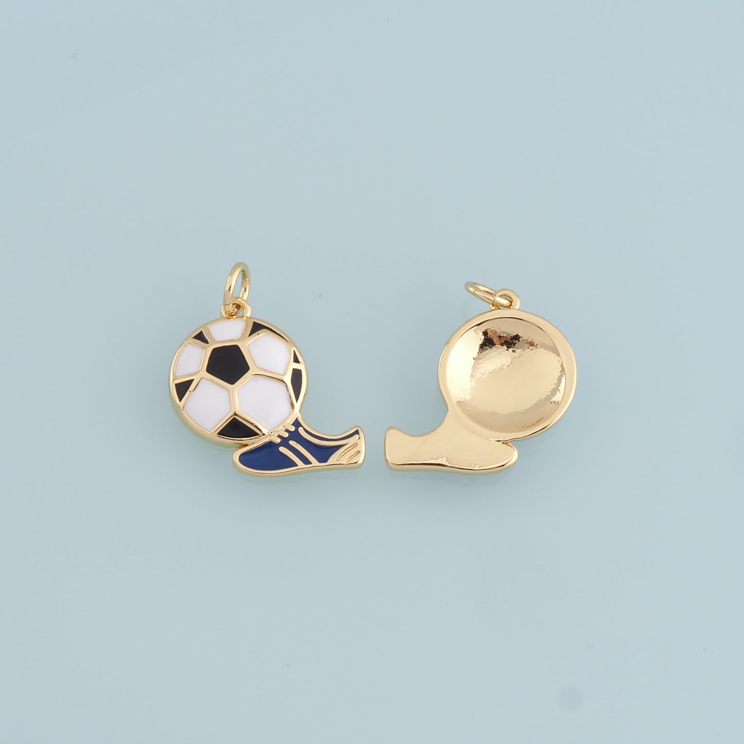 Gold Football Charms,18K Gold Filled Football Pendant,Soccer Charm Bracelet Necklace for DIY Jewelry Making Supply