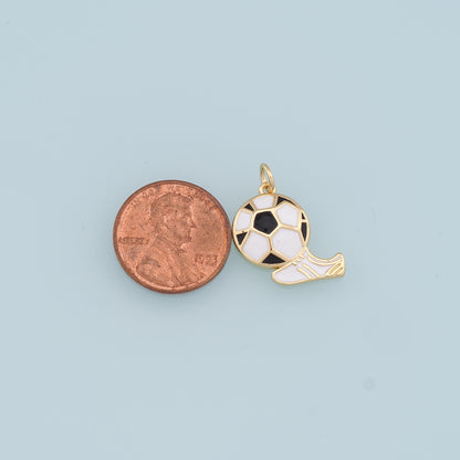 Gold Football Charms,18K Gold Filled Football Pendant,Soccer Charm Bracelet Necklace for DIY Jewelry Making Supply