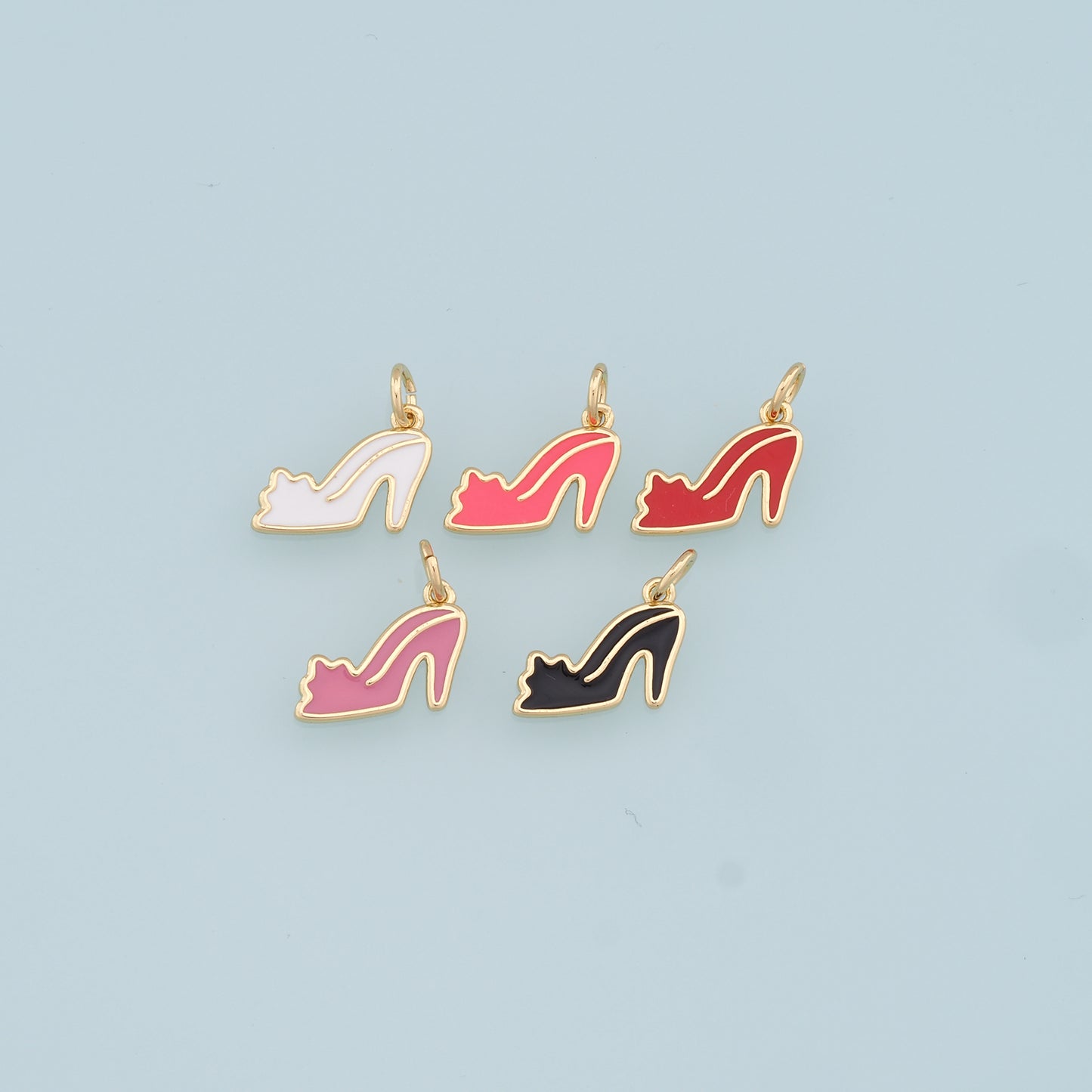 Gold High Heel Charms,18K Gold Filled High Heel Pendant,Enamel Stiletto Heels Charm Bracelet Necklace for DIY Jewelry Making Supply