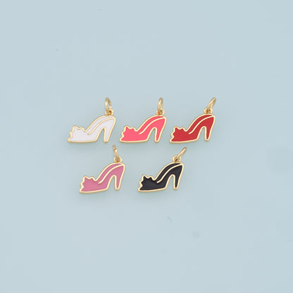 Gold High Heel Charms,18K Gold Filled High Heel Pendant,Enamel Stiletto Heels Charm Bracelet Necklace for DIY Jewelry Making Supply