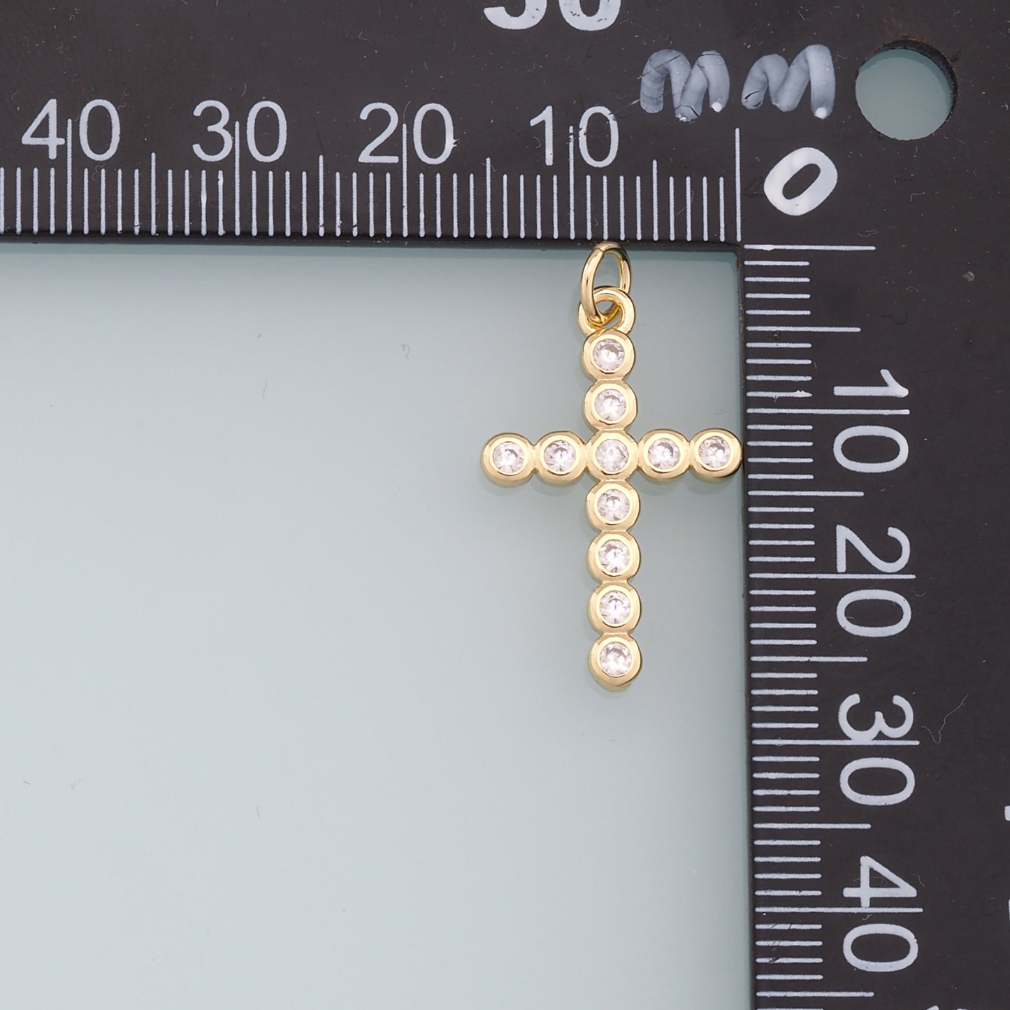 18K Gold Filled Cross Pendant,CZ Cross Charm Bracelet Necklace for DIY Jewelry Making Supply