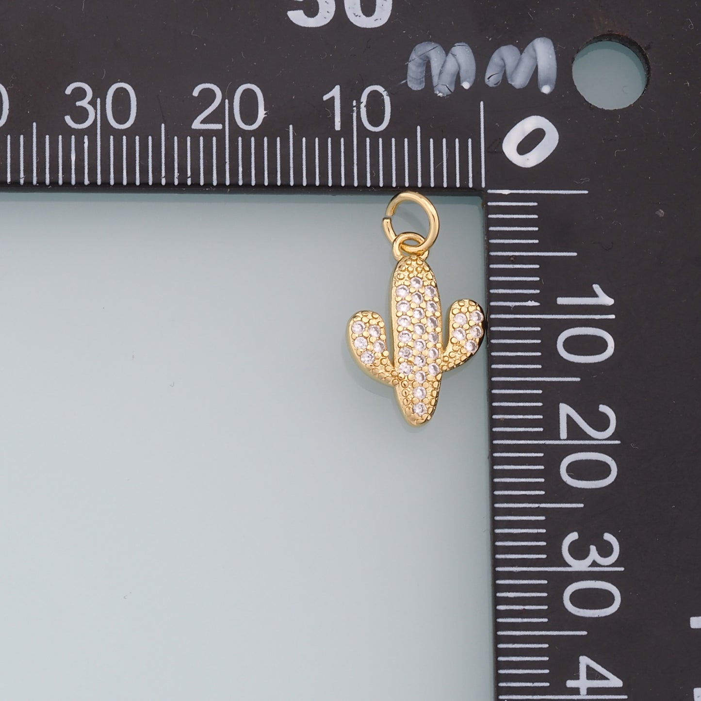 Gold Cactus Charms,18K Gold Filled CZ Micro Pave Cactus Pendant,Desert Charm Bracelet Necklace for DIY Jewelry Making Supply