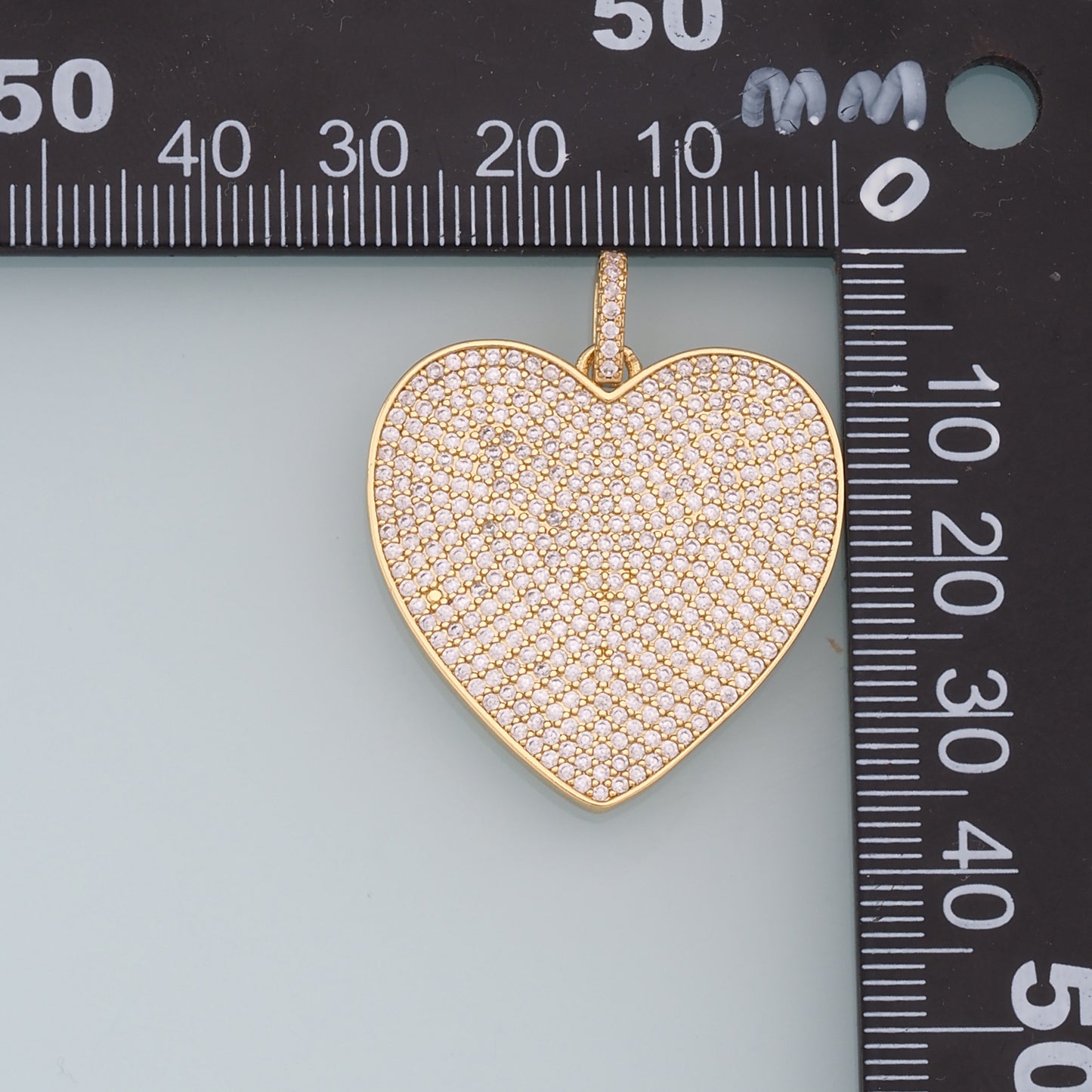 18K Gold Filled Heart Pendant,CZ Heart Charm Bracelet Necklace for DIY Jewelry Making Supply