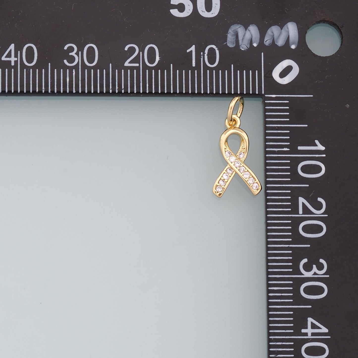 Gold AIDS Charms,18K Gold Filled AIDS Pendant,Silver Ribbon Cancer Awareness Charm Bracelet Necklace for DIY Jewelry Making Supply