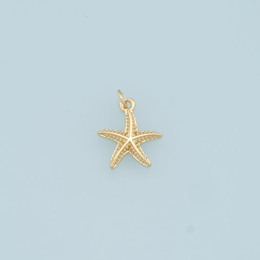 Gold Starfish Charms,18K Gold Filled Sea Star Pendant,Starfish Charm Bracelet Necklace for DIY Jewelry Making Supply