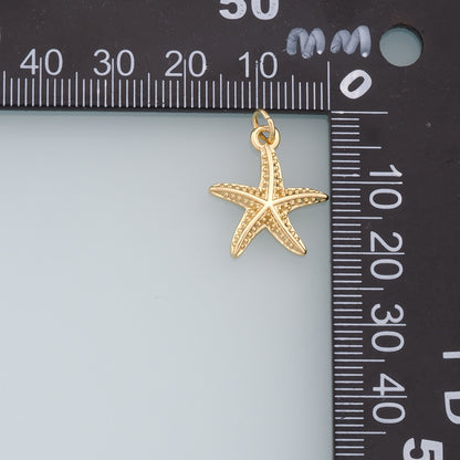 Gold Starfish Charms,18K Gold Filled Sea Star Pendant,Starfish Charm Bracelet Necklace for DIY Jewelry Making Supply