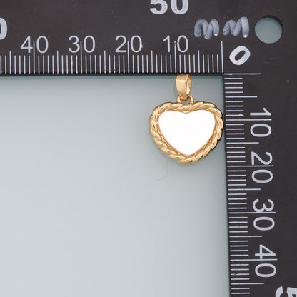 18K Gold Filled Heart Pendant,Shell Heart Charm Bracelet Necklace for DIY Jewelry Making Supply