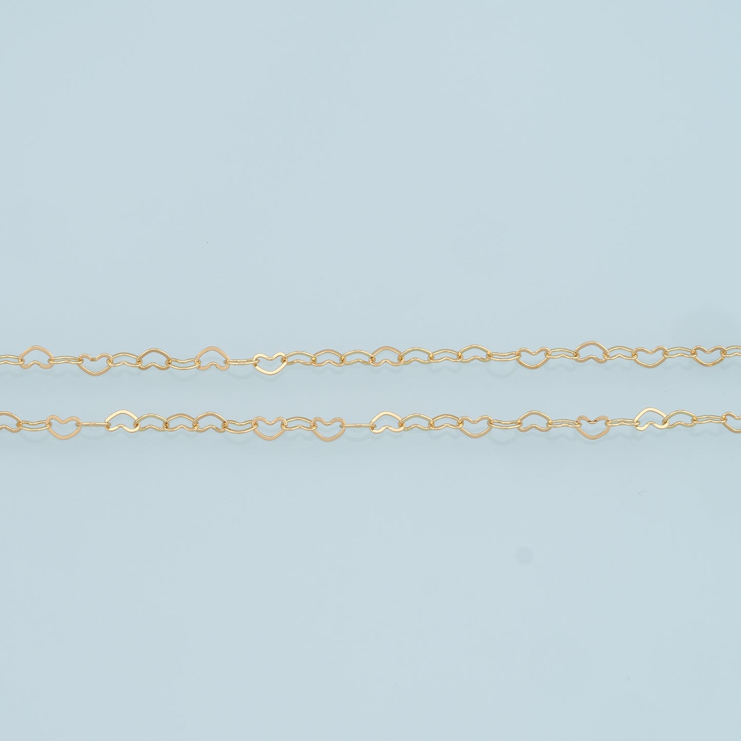 Gold Heart Chain,18K Gold Filled Heart Chain for Necklace Bracelet DIY Jewelry Making Supply 3x5mm