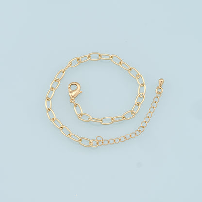 Gold Adjustable Chain,18K Gold Filled Oval Bracelet,Half-finished Adjustable Bracelet,Semi Finished Bracelets,Bracelets for Jewelry Making