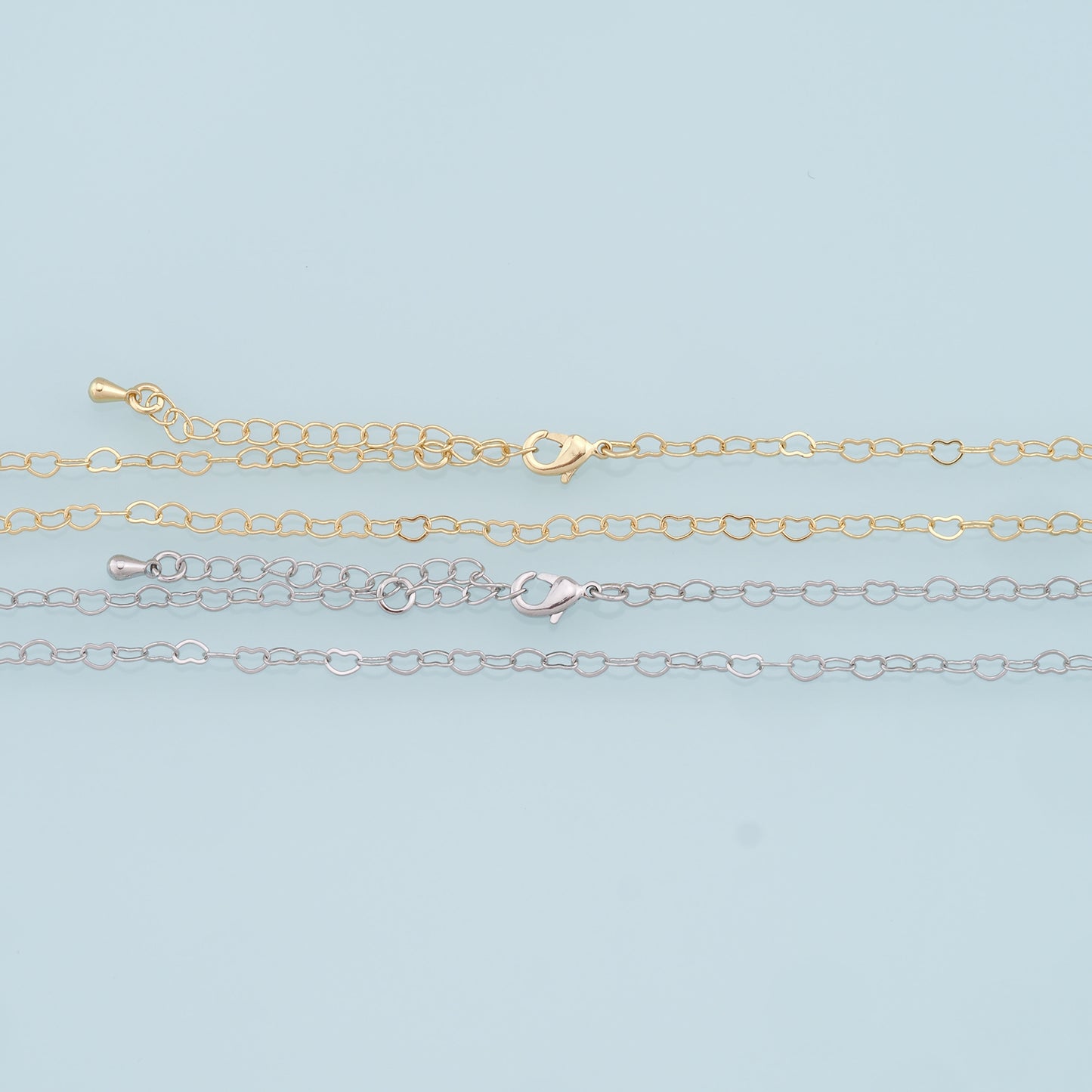 Gold Heart Chain,18K Gold Filled Heart for Necklace Bracelet DIY Jewelry Making Supply