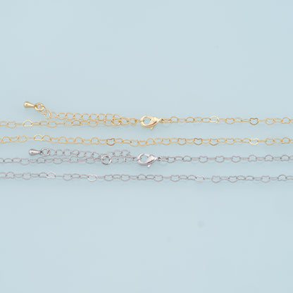 Gold Heart Chain,18K Gold Filled Heart for Necklace Bracelet DIY Jewelry Making Supply