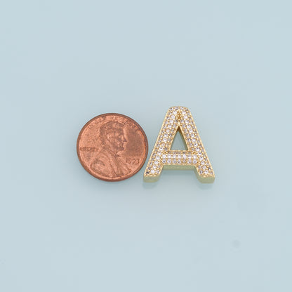 Gold letter Charms,18K Gold Filled CZ letter Pendant,initial Charm Bracelet Necklace for DIY Jewelry Making Supply