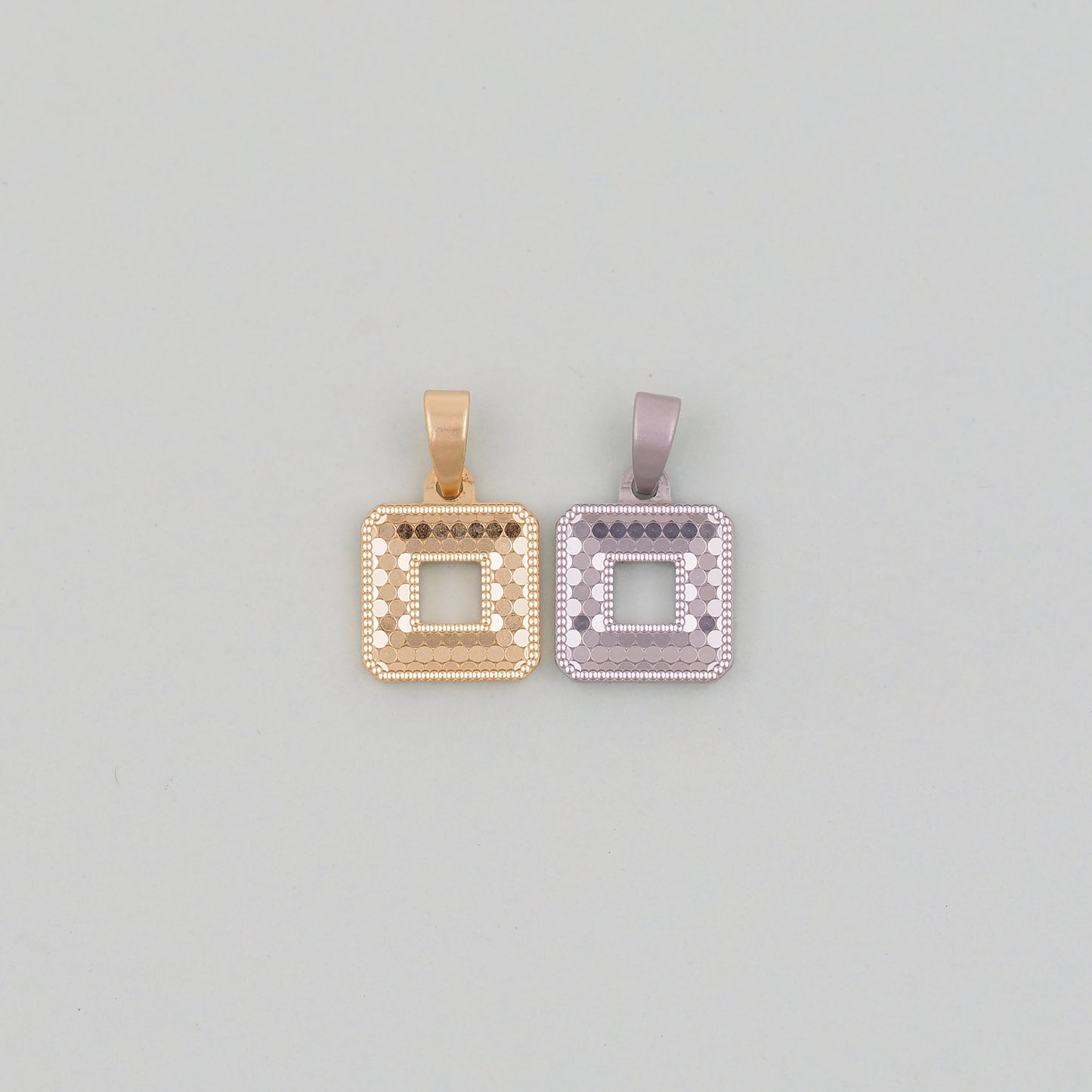 Gold square Charms,18K Gold Filled square Pendant,Stainless Steel square Charm Bracelet Necklace for DIY Jewelry Making Supply