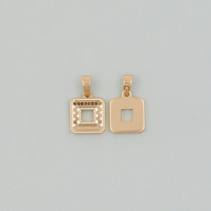 Gold square Charms,18K Gold Filled square Pendant,Stainless Steel square Charm Bracelet Necklace for DIY Jewelry Making Supply