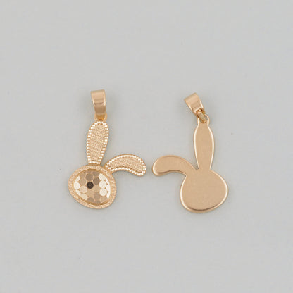 Gold rabbit Charms,18K Gold Filled rabbit Pendant,Stainless steel rabbit Charm Bracelet Necklace for DIY Jewelry Making Supply