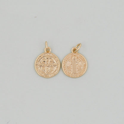 Gold Double sided Charms,18K Gold Filled Cross Pendant,Jesus Charm Bracelet Necklace for DIY Jewelry Making Supply