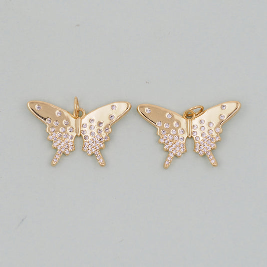 Gold Butterfly Charms,18K Gold Filled Butterfly Pendant,CZ Micro Pave Butterfly Charm Bracelet Necklace for DIY Jewelry Making Supply