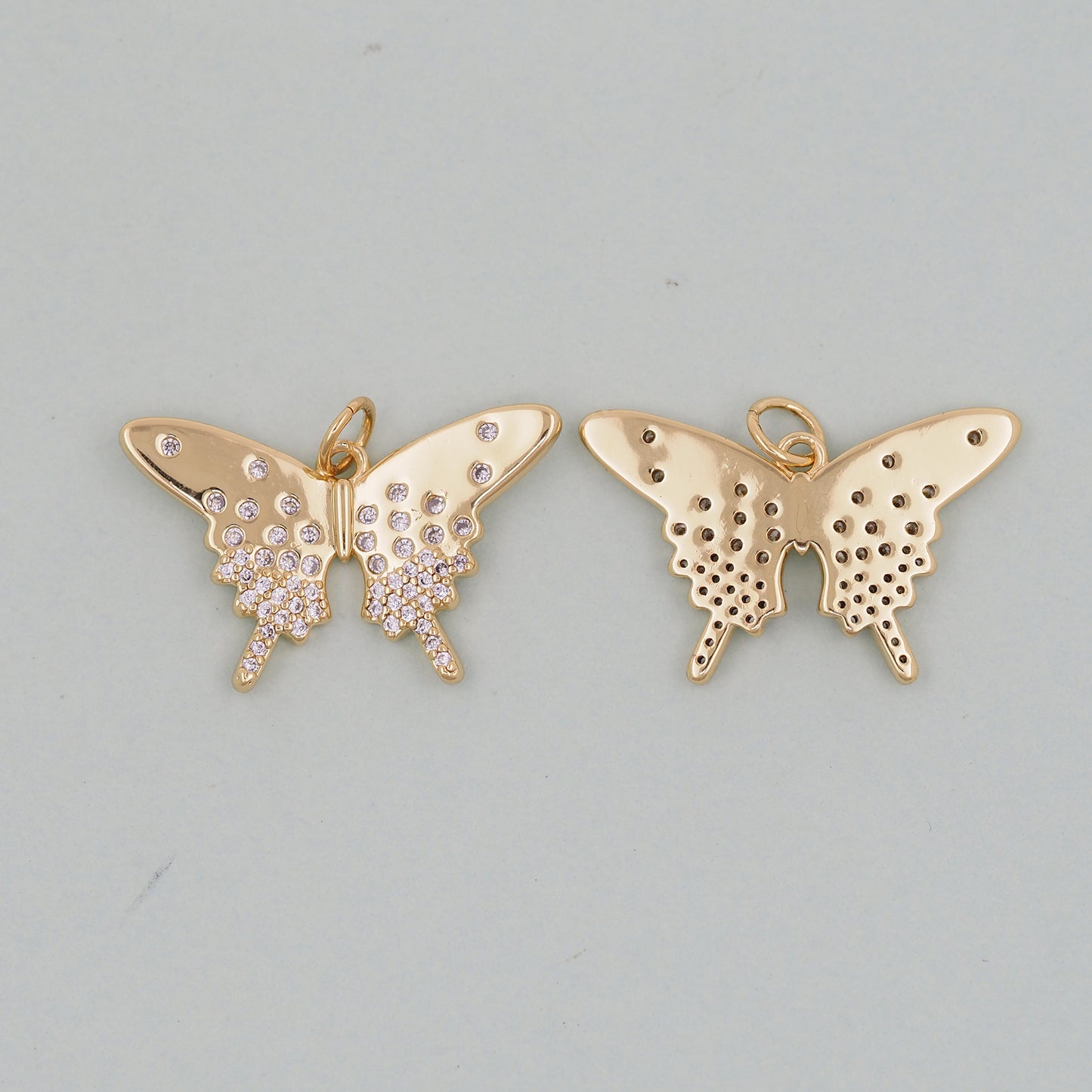 Gold Butterfly Charms,18K Gold Filled Butterfly Pendant,CZ Micro Pave Butterfly Charm Bracelet Necklace for DIY Jewelry Making Supply
