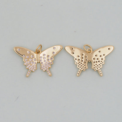 Gold Butterfly Charms,18K Gold Filled Butterfly Pendant,CZ Micro Pave Butterfly Charm Bracelet Necklace for DIY Jewelry Making Supply