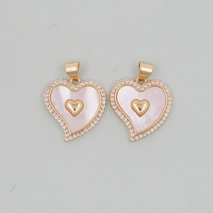 Gold Heart Charms,18K Gold Filled Heart Pendant,Shell Heart Charm Bracelet Necklace for DIY Jewelry Making Supply