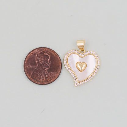 Gold Heart Charms,18K Gold Filled Heart Pendant,Shell Heart Charm Bracelet Necklace for DIY Jewelry Making Supply