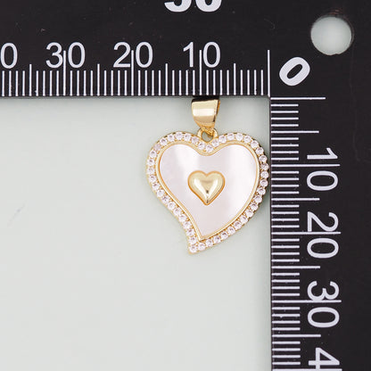 Gold Heart Charms,18K Gold Filled Heart Pendant,Shell Heart Charm Bracelet Necklace for DIY Jewelry Making Supply