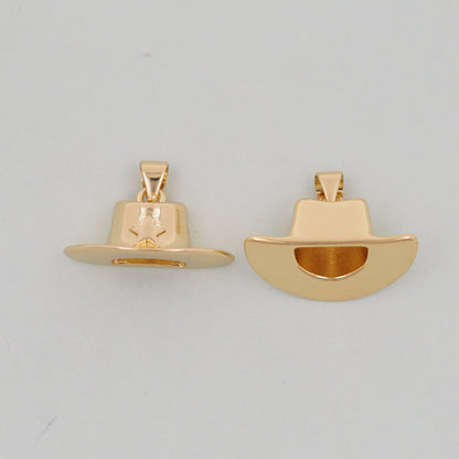 Gold Cowboy Hat Charms,18K Gold Filled Cowboy Hat Pendant Charm Bracelet Necklace for DIY Jewelry Making Supply