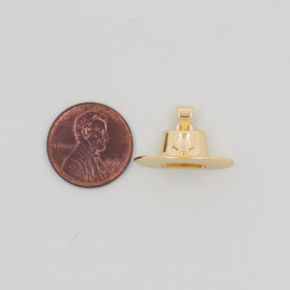 Gold Cowboy Hat Charms,18K Gold Filled Cowboy Hat Pendant Charm Bracelet Necklace for DIY Jewelry Making Supply