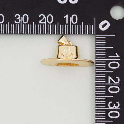 Gold Cowboy Hat Charms,18K Gold Filled Cowboy Hat Pendant Charm Bracelet Necklace for DIY Jewelry Making Supply