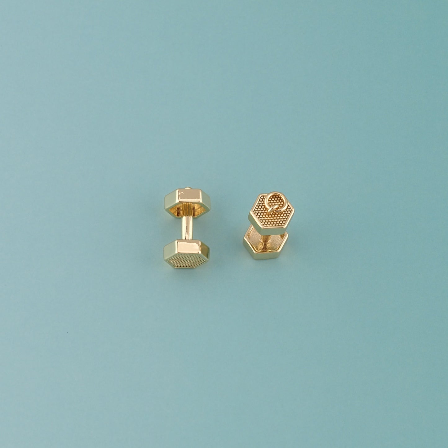 Gold Dumbbell Charms,18K Gold Filled Dumbbell Pendant Charm Bracelet Necklace for DIY Jewelry Making Supply