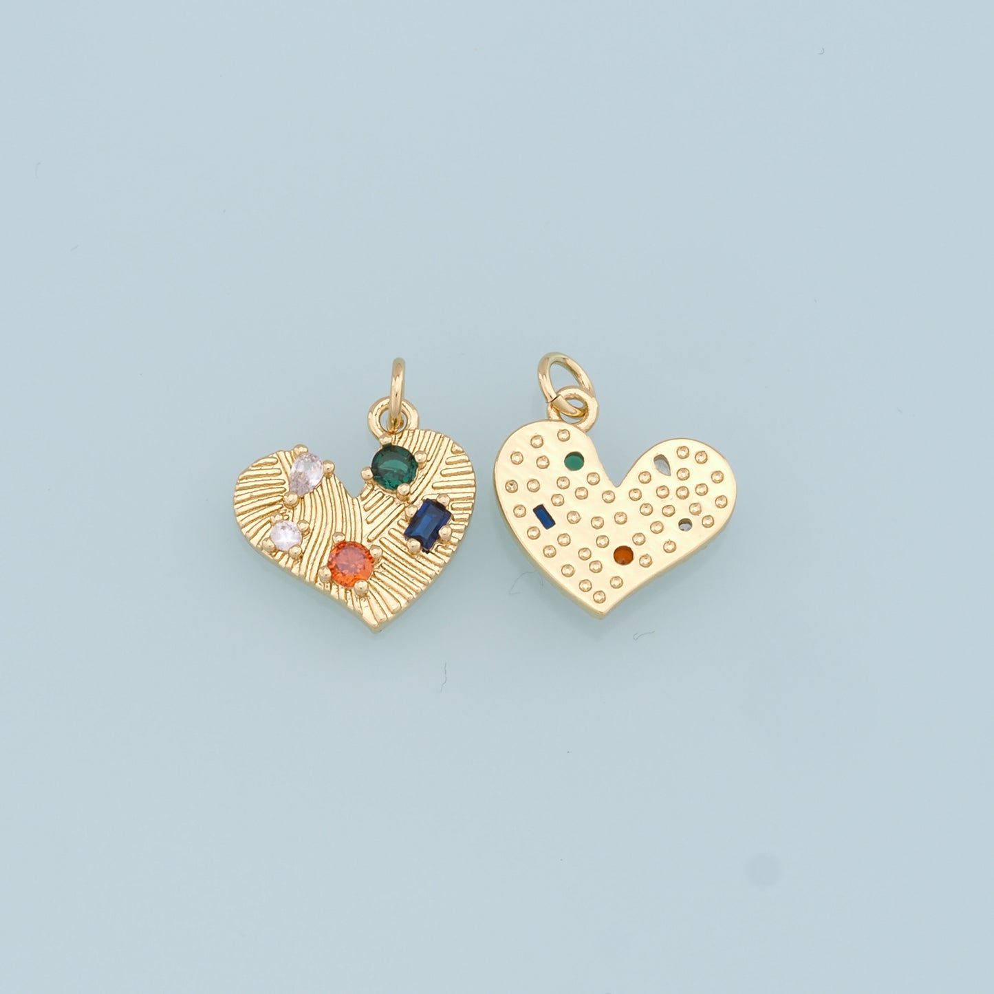 18K Gold Filled Heart Pendant,CZ Heart Charm Bracelet Necklace for DIY Jewelry Making Supply