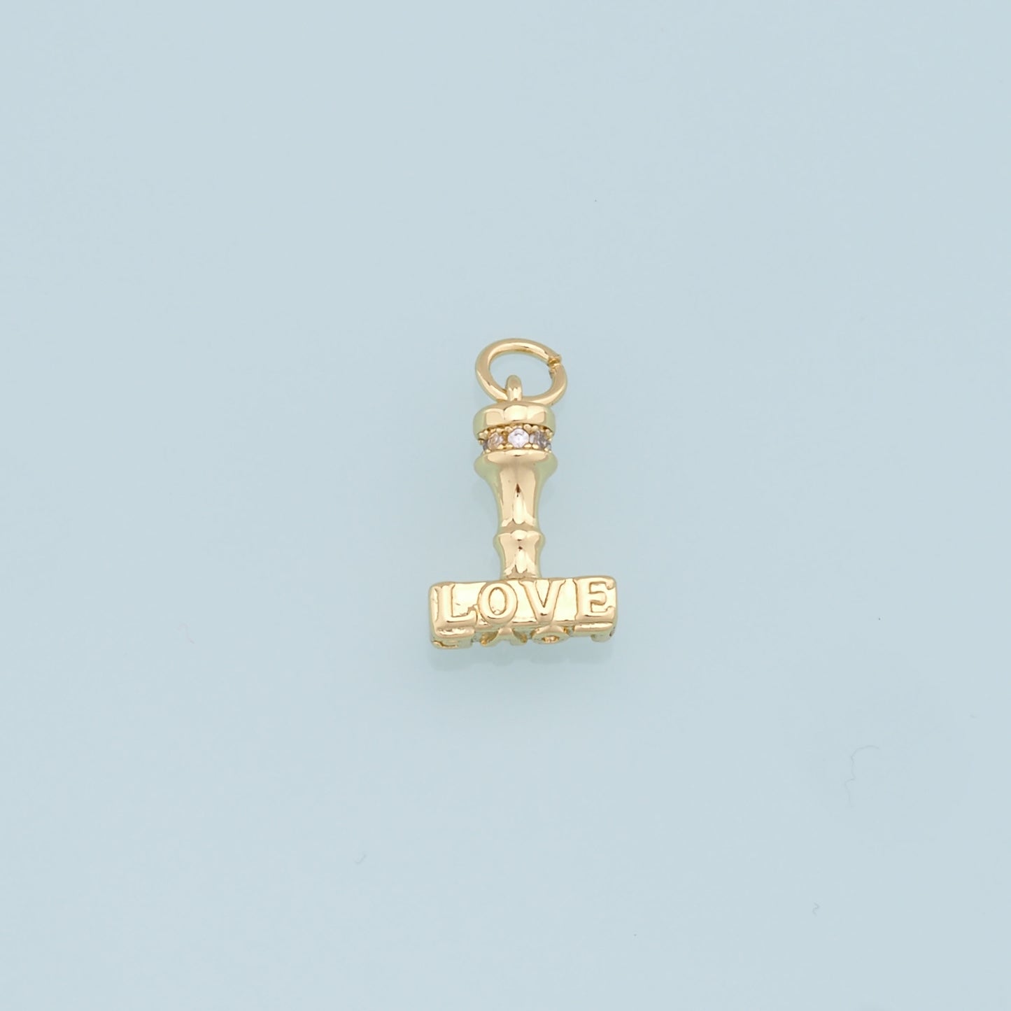 Gold Hammer Charms,18K Gold Filled Love Pendant,CZ Love Charm Bracelet Necklace for DIY Jewelry Making Supply