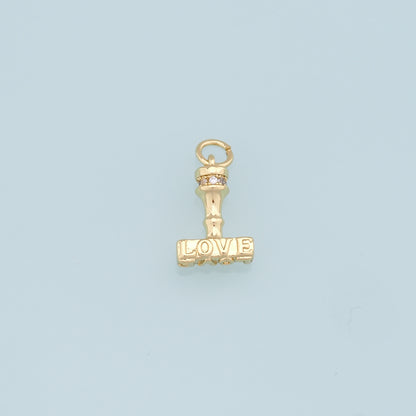 Gold Hammer Charms,18K Gold Filled Love Pendant,CZ Love Charm Bracelet Necklace for DIY Jewelry Making Supply